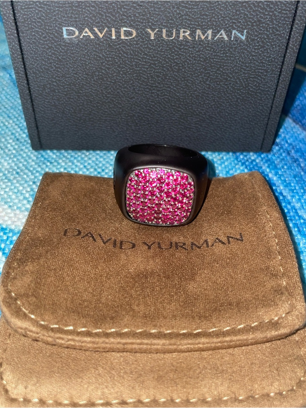 David Yurman Red Ruby Pavé Cushion Ring AUTHENTIC! 8.5 - Picture 6 of 16